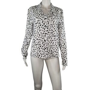Ecowish Black & White Dalmatian Print Button Down‎ Blouse